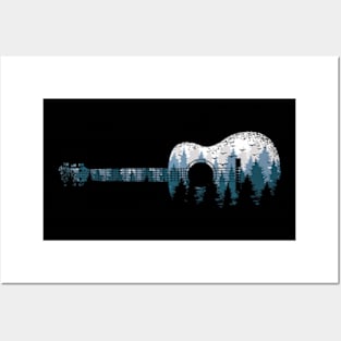 Landscape Acoustic Guitar Forest Trees Musician Guitarist Posters and Art